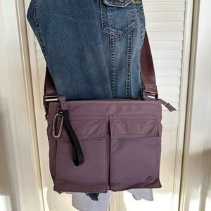 Athleta Mauve Nylon Adjustable Crossbody Wristlet Bag  with RFID Pockets